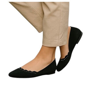 Saks Fifth Avenue Black Suede Studded Flats Size 9